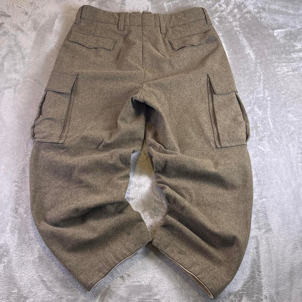 Vintage German Military Green Bulag Munchen Wool Field Cargo Pants Size 34W